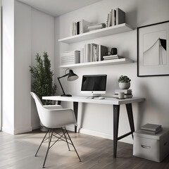 A clean minimal home office space - Generative AI, “Generative” and “AI”