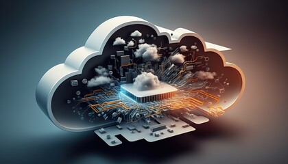Cloud technology concept . Creative illustration. (Ai Generate)