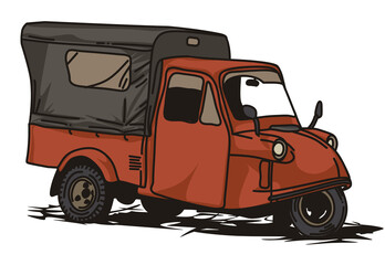 the truck traditional transportation from indonesia bemo vector illustration no background