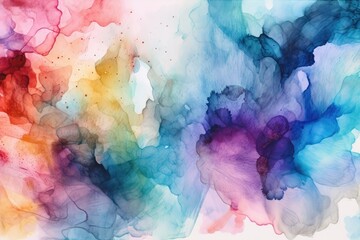 Fototapeta premium Watercolor texture on white paper, lush, beautiful, overflowing rainbow colours, generative AI.