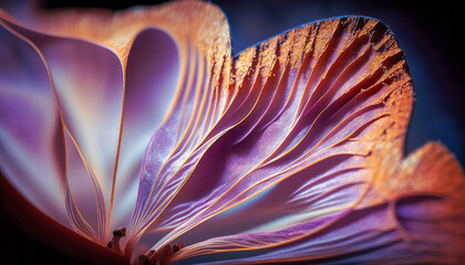 Intricate details and textures of flower petal in macro shot. Generative AI