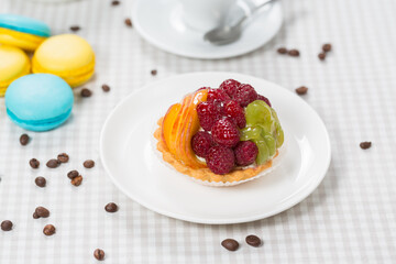 cake with berries and cream