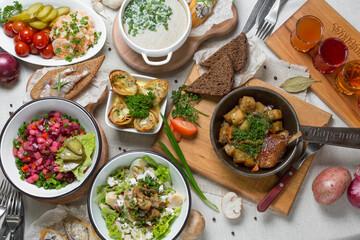 National Ukrainian traditional food on the table