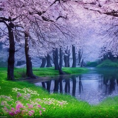 Mysterious realistic highly detailed unique Spring Landscape That Inspires Wanderlust with depth k quality