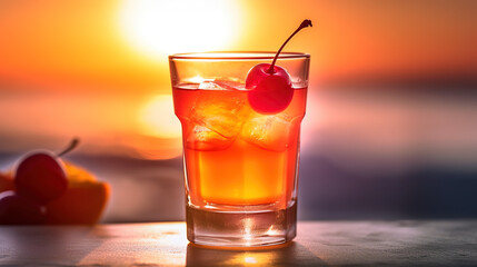 A glass of Tequila Sunrise cocktail