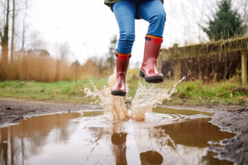 Mit den Gummistiefel in eine Pf&uuml;tze springen - Generative AI