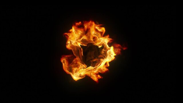 Burning fireball on transparent background. swirling flames. Magical or Mystical visual special effect. Smooth looping animation.