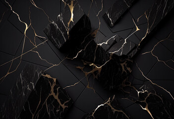 Black Marble Texture Background, Abstract Artistic Backdrop, Generative AI