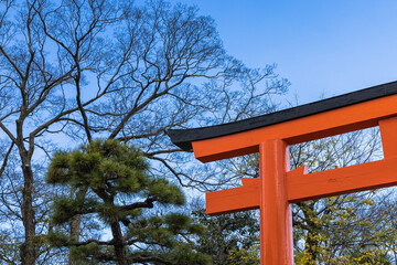 日本　京都府京都市にある賀茂御祖神社、通称下鴨神社の一の鳥居