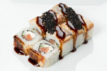 sushi on a white background