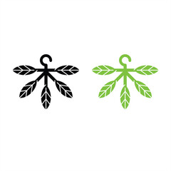the aparel brand logo with the concept of leaves or plants with a hanger on it