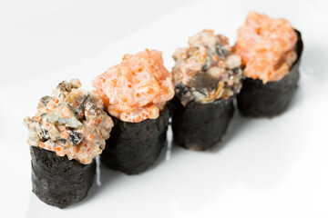 sushi with chopsticks