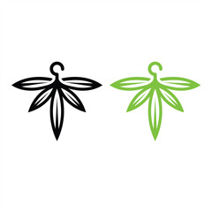 the aparel brand logo with the concept of leaves or plants with a hanger on it