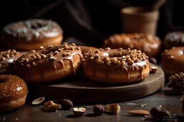 American donuts on a table. Generative AI