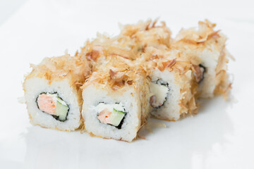 sushi with chopsticks