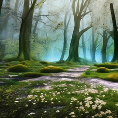 Mysterious realistic highly detailed unique Spring Landscape That Inspires Wanderlust with depth k quality