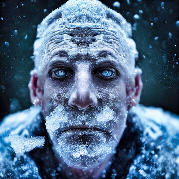 Portrait of a frozen man - generative ai