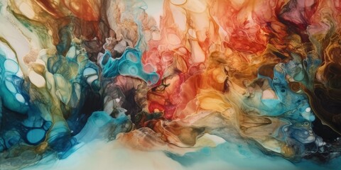 Incredible watercolor wash of colours and textures using ink, metals, chemicals and scanned textures, generative ai, highly detailed and high quality texture.