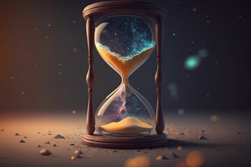 Hourglass with universe inside, Generative AI