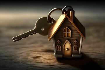 House key on keychain, Geenrative AI