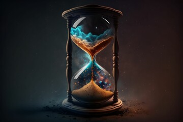 Hourglass with universe inside, Generative AI