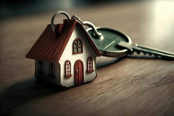 House key on keychain, Geenrative AI