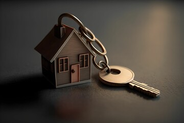 House key on keychain, Geenrative AI