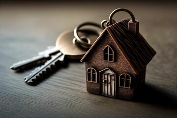 House key on keychain, Geenrative AI