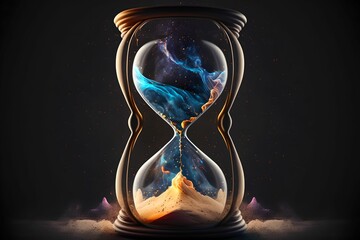 Hourglass with universe inside, Generative AI