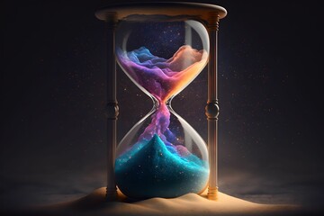 Hourglass with universe inside, Generative AI