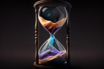Hourglass with universe inside, Generative AI