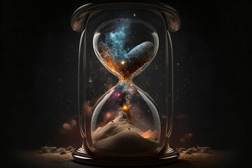 Hourglass with universe inside, Generative AI