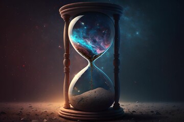 Hourglass with universe inside, Generative AI