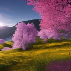 Mysterious realistic highly detailed unique Spring Landscape That Inspires Wanderlust with depth k quality