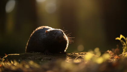 Obraz premium cute black mole in the sun and the rain