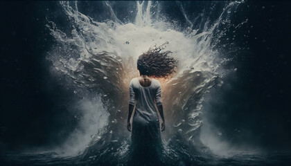 Obraz na płótnie Canvas person in water explosion (generative ai)