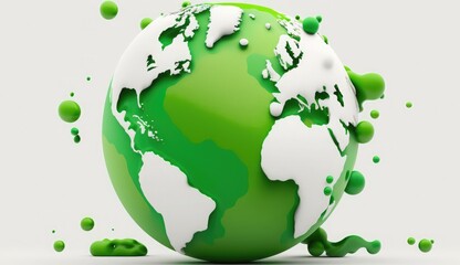 environment Earth Day planet nature concept with globe on white background, earth green natural background, Illustration of the green planet earth, 