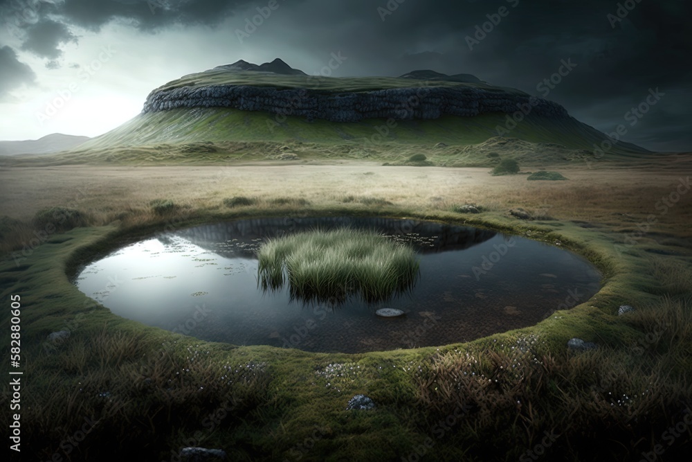 Poster capturing the enchanting majesty of a mysterious ancient turf generative ai