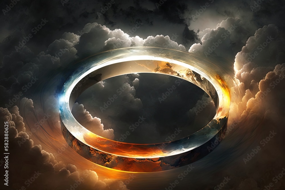 Poster celestial harmony - a mysterious ring cloud's chime generative ai