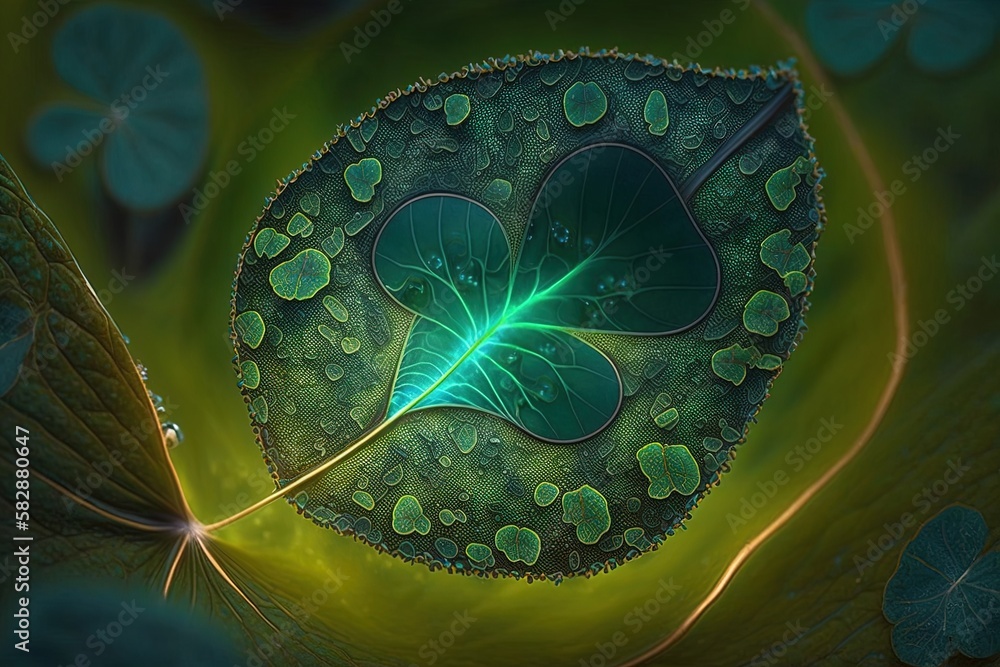 Poster celestial wonders inside a lucky clover leaf generative ai