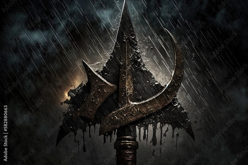 Aufkleber darkened tempest: the shadowed axe of oblivion generative ai