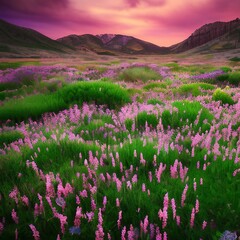 Obraz premium Mysterious realistic highly detailed western Spring Landscape That Inspires Wanderlust with depth k quality