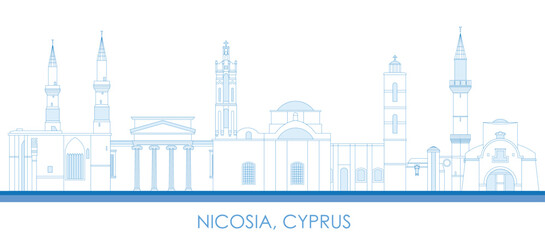 Fototapeta na wymiar Outline Skyline panorama of city of Nicosia, Cyprus - vector illustration