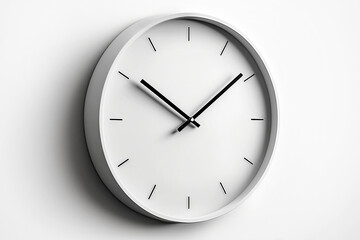 White wall clock hanging on the wall.