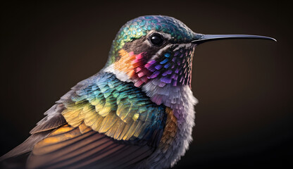 Obraz premium A stunningly detailed and colorful, and mesmerizing hummingbird. AI Generated