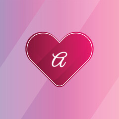Initial A Logo with Pink Heart Icon. Letter A Concept with Love. Vector Illustration.