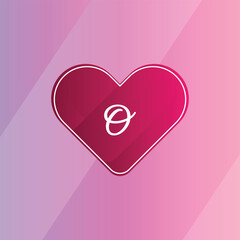 Initial O Logo with Pink Heart Icon. Letter O Concept with Love. Vector Illustration.