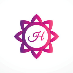 Initial H Logo with Pink Heart Icon. Letter H Concept with Love. Vector Illustration.