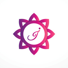 Initial I Logo with Pink Heart Icon. Letter I Concept with Love. Vector Illustration.