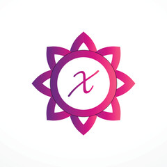Initial X Logo with Pink Heart Icon. Letter X Concept with Love. Vector Illustration.